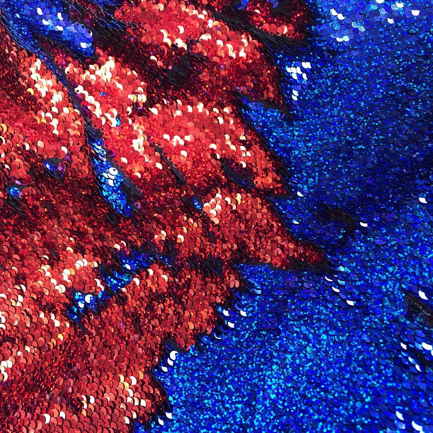 Flip Sequin Fabric Mermaid Reversible Sequin Fabric - RED - ROYAL IRIDESCENT - Fabric Sequin Fabric for Sewing  By The Yard -Evening Dress