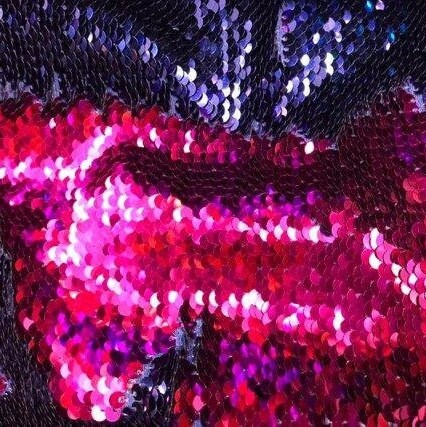 Flip Sequin Fabric Mermaid Reversible Sequin Fabric - NAVY/FUCHSIA - Fabric Sequin Fabric for Sewing  By The Yard -Evening Dress Party