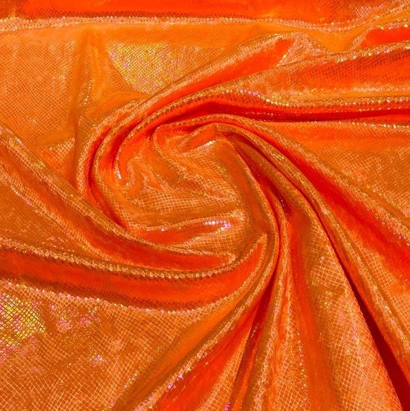 VENOM SNAKE - ORANGE - Snake Design on a Stretch Velvet Fabric-Sold By the Yard.