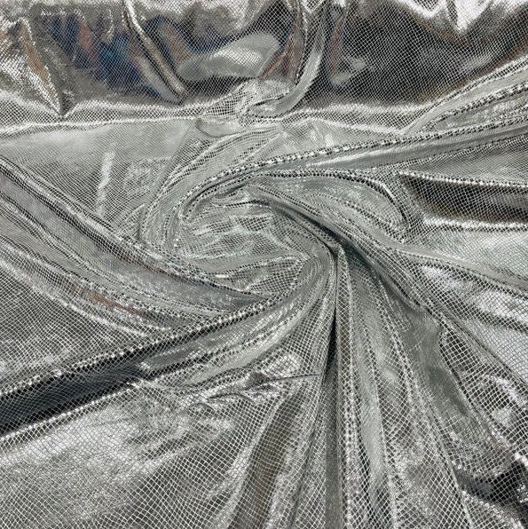 VENOM SNAKE - SILVER - Snake Design on a Stretch Velvet Fabric-Sold By the Yard.