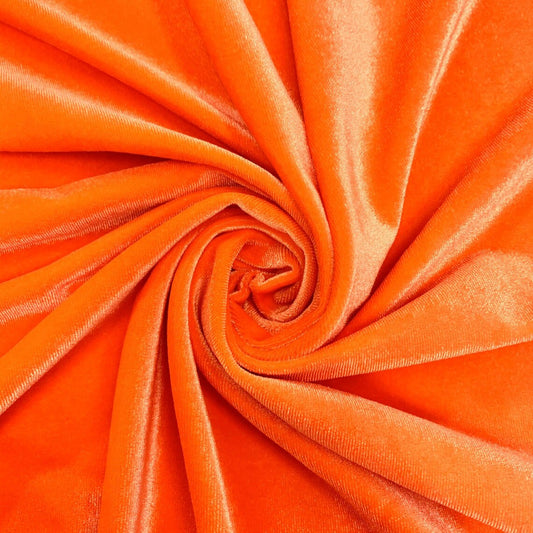 SPANDEX VELVET - Stretch Velvet Fabric for Sewing Apparel Costumes Craft, Sold By The Yard. Orange