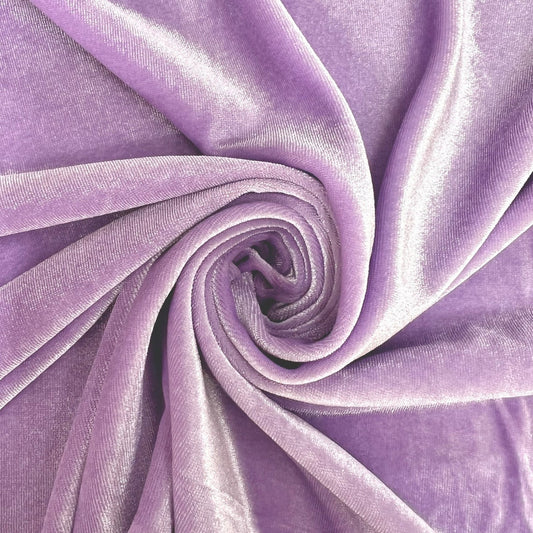 SPANDEX VELVET - Stretch Velvet Fabric for Sewing Apparel Costumes Craft, Sold By The Yard. Lt Lavender