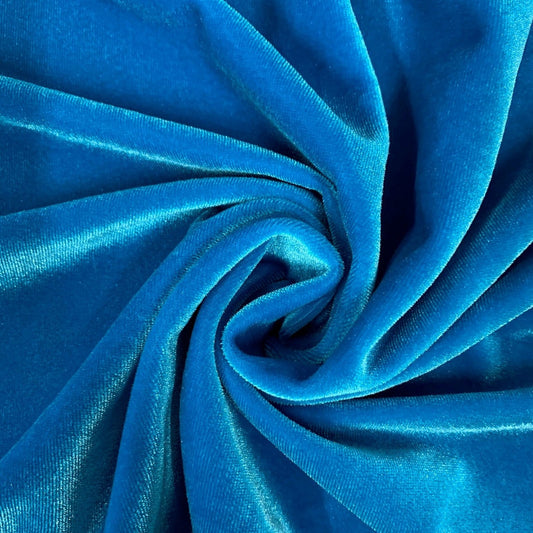 SPANDEX VELVET - Stretch Velvet Fabric for Sewing Apparel Costumes Craft, Sold By The Yard. Turquoise