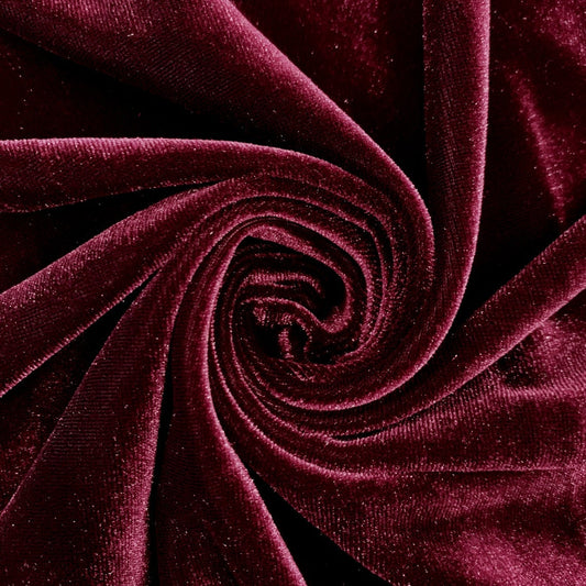 SPANDEX VELVET - Stretch Velvet Fabric for Sewing Apparel Costumes Craft, Sold By The Yard. Burgundy