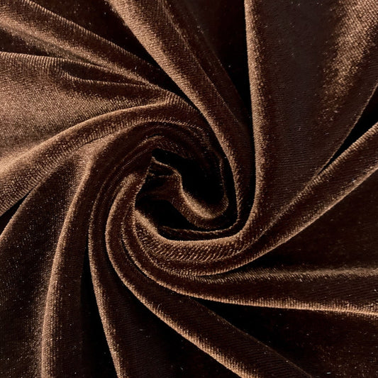 SPANDEX VELVET - Stretch Velvet Fabric for Sewing Apparel Costumes Craft, Sold By The Yard. Brown