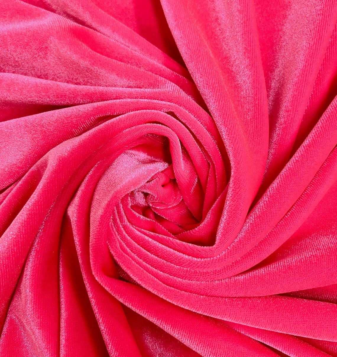 SPANDEX VELVET - Stretch Velvet Fabric for Sewing Apparel Costumes Craft, Sold By The Yard. Neon Pink