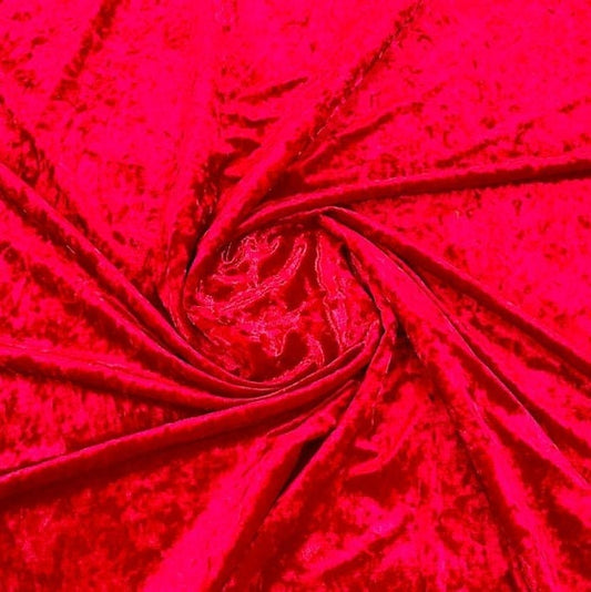 CRUSHED VELVET -  Spandex Stretch Crushed Velvet Fabric for Sewing Apparel Costumes Craft, Sold By The Yard. RED