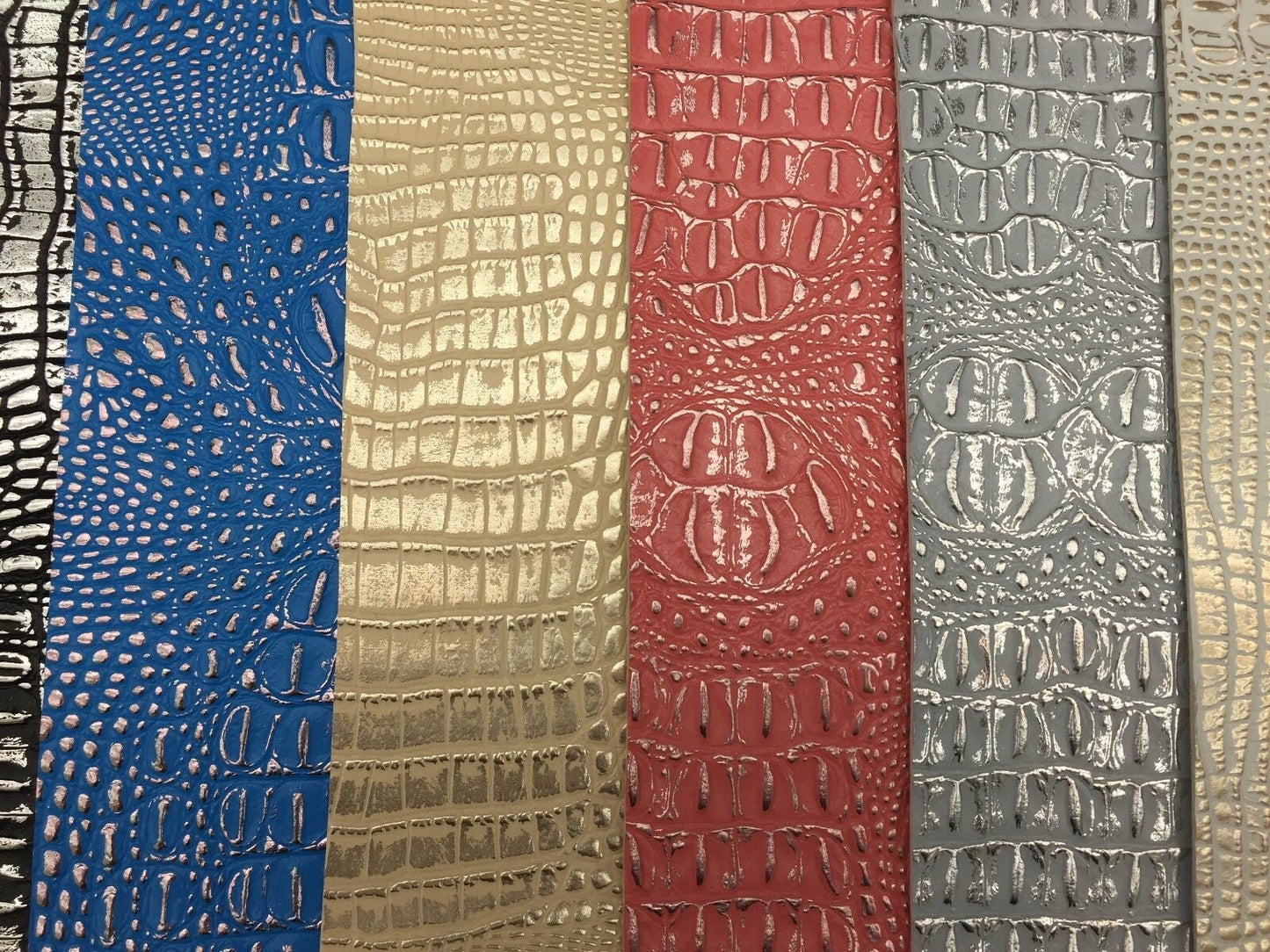 2 TONE CROCODILE - Faux Fake Leather Vinyl Fabric,Embossed Crocodile Fabric By The Yard Upholstery Purses Shoes Wallets Belts