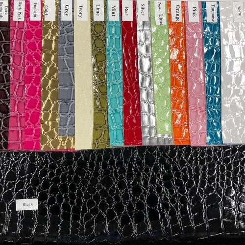 SHINY CROCODILE - Crocodile Vinyl Embossed 3D Scales-Faux Leather-Sold By Yard