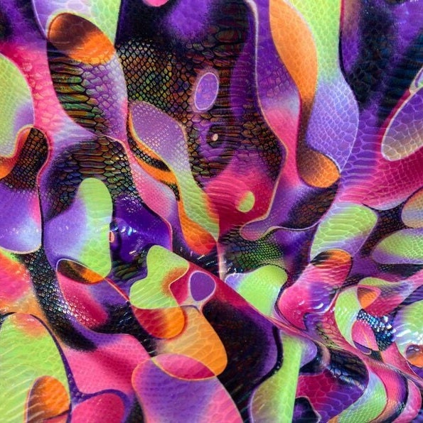 BOA SNAKE -  Snake Print Stretch Spandex-Sold By The Yard - PURPLE - Ideal For Costumes, Dresses, Leggings, Swimsuit and Mucho More