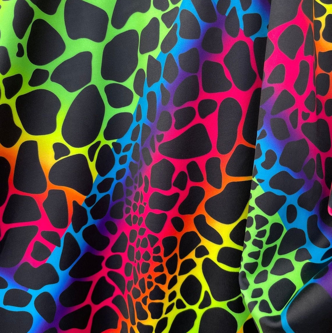 GIRAFFE -  Giraffe Print Stretch Spandex-Sold By The Yard - RAINBOW -  Ideal For Costumes, Dresses, Leggings, Swimsuit and Mucho More