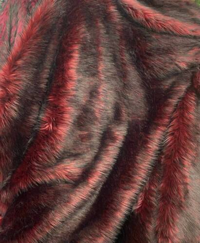 BURGUNDY - Alaskan Husky Long Pile Fabric - By Yard For Blankets Fashion Clothing Coats Scarfs Rugs Crafts Decor - Quilting, Pillows,Throws